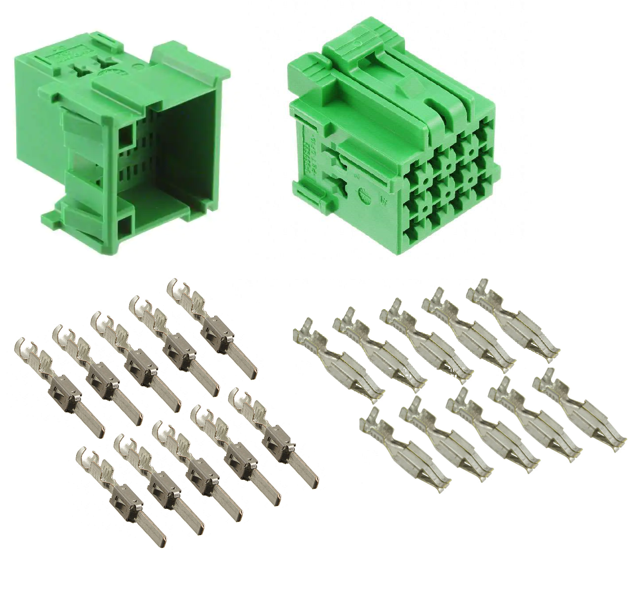 SET - FMS Stecker grün FEMALE und MALE 12POS Set inkl. 20 Pins (10 FEMALE / 10 MALE)